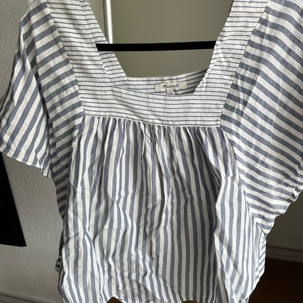 Blue and White Striped Madewell Top